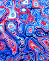 Abstract liquid space pattern art with circles and waves