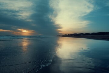 Peaceful ocean scene with a stunning sunset