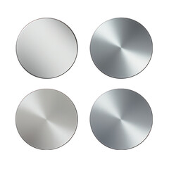 Circular Silver Paper Stickers with a Metallic Sheen. Isolated on Transparent or White Background, PNG - obrazy, fototapety, plakaty