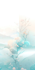 Spring scenery in the Watercolor Landscape background. 