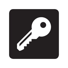 Key icon vector. Key logo design. Key vector icon illustration in square isolated on white background