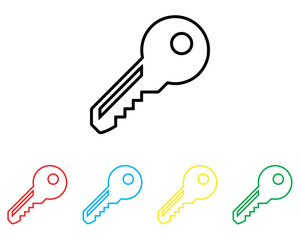 Key icon vector. Key icon sign symbol in trendy flat style. Set elements in colored icons. Key vector icon illustration isolated on white background