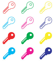 Key icon vector. Key icon sign symbol in trendy flat style. Set elements in colored icons. Key vector icon illustration isolated on white background