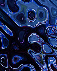 Abstract liquid space pattern art with circles and waves