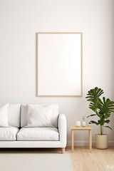 Mock up poster frame in interior background, Scandinavian style