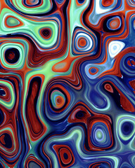 Abstract liquid space pattern art with circles and waves