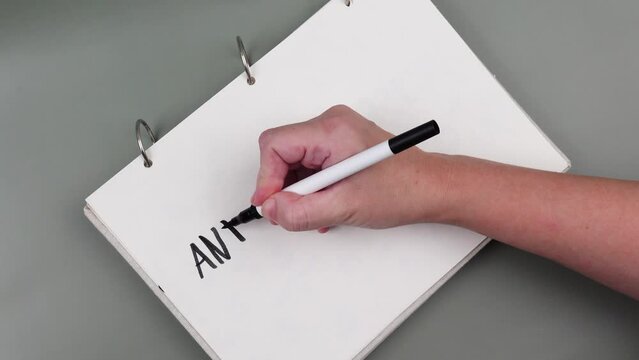 Antisemitism minimalistic concept. Hand is writing Word Antisemitism on white paper 