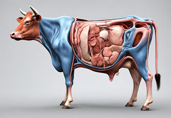 Diagram of Cow Anatomy, Visualizing the Internal Structure of Dairy Cows - obrazy, fototapety, plakaty