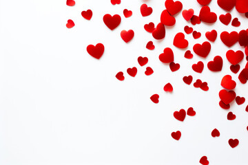 Romantic Red Hearts and Confetti