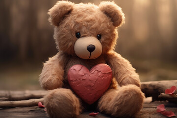 Cuddly Teddy Bear Holding Heart
