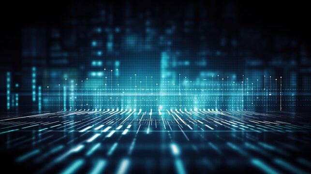 Virtual digital matrix particles abstract cyber space environment background. Generative AI