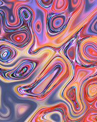 Abstract liquid space pattern art with circles and waves