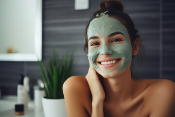 Bathroom Beauty: Woman's Skin Treatment Session