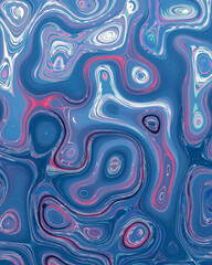 Abstract liquid space pattern art with circles and waves