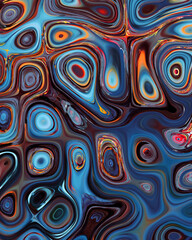 Abstract liquid space pattern art with circles and waves