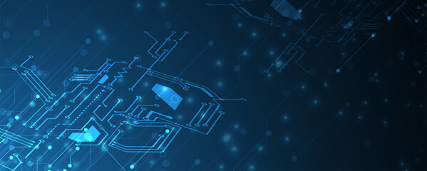 Technology abstract futuristic science background for internet business. Big data concept. Handmade vector art.