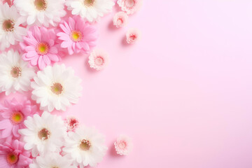 Fototapeta na wymiar Floral Flat Lay: Pink and White Petals
