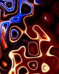 Abstract liquid space pattern art with circles and waves