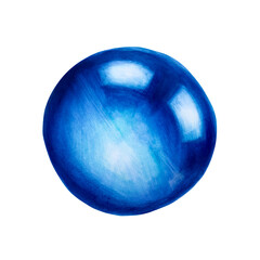 Watercolor hand drawn stone for third eye chakra sapphire. Natural healing rose quartz illustration with talisman and crystal isolated on white background. 