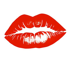 Kiss print red lips on isolated background