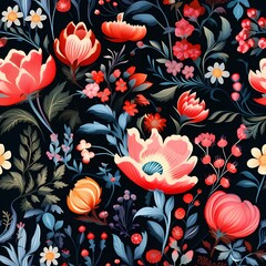 a_pattern_with_many_bright_flowers