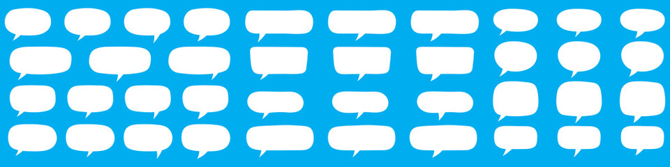Fototapeta premium Set of hand drawn speech bubbles. Speak bubble text, cartoon chatting box, message box. Blank empty white speech bubbles.
