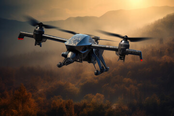 Fototapeta na wymiar Unmanned Aerial Precision in Modern Conflict