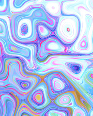 Abstract liquid space pattern art with circles and waves