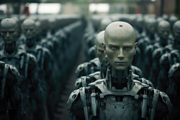 Fototapeta na wymiar Robot Legion: The Face of Modern Combat