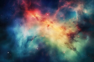 Night sky with stars. Universe filled with clouds, nebula and galaxy. Landscape with gradient colorful cosmos with stardust and milky way. Magic color galaxy, space background