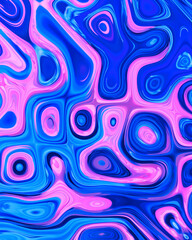 Abstract liquid space pattern art with circles and waves