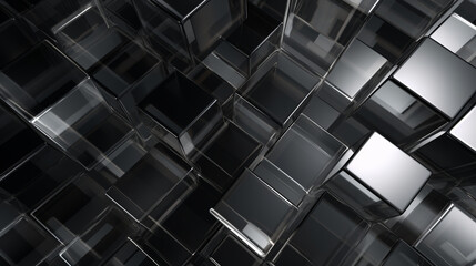 abstract black and white digital cube background. Generative Ai.
