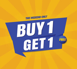 buy get free banner template with background yellow. blue label modern design