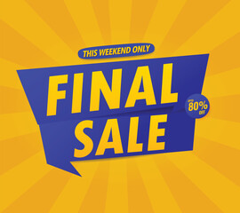 final sale banner template with background yellow. blue label modern design