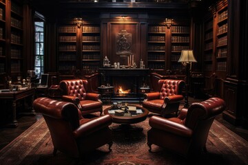 Classic society club interior. Generative AI