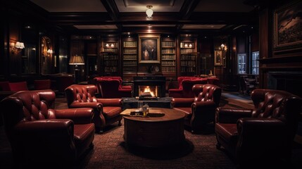 Classic society club interior. Generative AI - Powered by Adobe