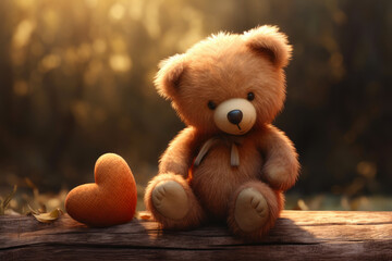Adorable Teddy Holding Heart