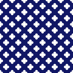 White flower pattern on a blue background, simply, repeat and seamless for textile, cloth, wrapping or other.
