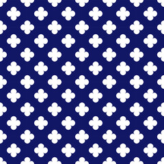 White flower pattern on a blue background, simply, repeat and seamless for textile, cloth, wrapping or other.