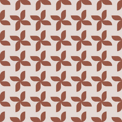 Seamless pattern, flower simple shape, brown color.