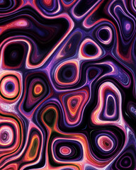 Abstract liquid space pattern art with circles and waves