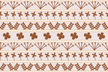 Seamless pattern, simple flower, brown color.