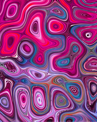 Abstract liquid space pattern art with circles and waves