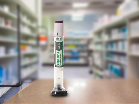 Zepbound injection pen from Eli Lilly is an injectable prescription medicine that may help adults with obesity, or with excess weight (overweight) Copenhagen, Denmark - November 9, 2023.