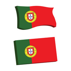 Portugal Flag 3d shape vector illustration