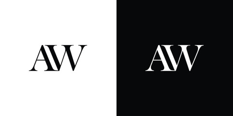 Abstract AW logo in black and white color - obrazy, fototapety, plakaty
