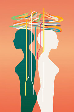 Conceptualizing Frotteuristic Disorder: Examining the mental health disorder. Psychological treatment healing lost identities. Silhouette of a person with an affected mood.