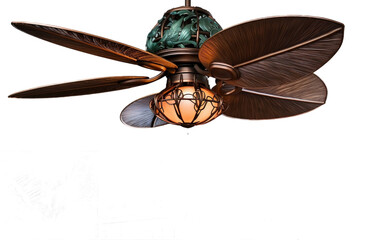Ceiling Fan with a Tropical Vibe isolated on transparent background.
