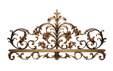 Iron Antique Bed with Brass isolated on transparent background.