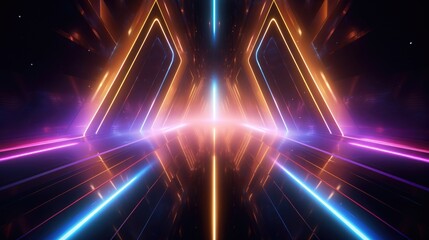Fototapeta premium Futuristic and dynamic, this abstract neon background captivates with its vibrant glow.
